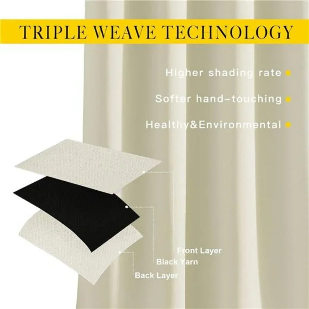 NICETOWN Beige Blackout Curtains 84 Inch Thermal Insulated Light Blocking